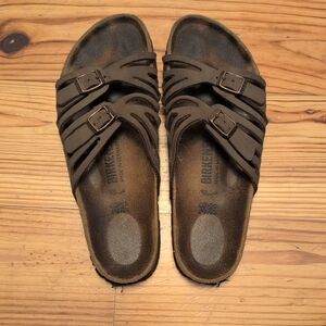 Birkenstock Dark Brown Double Buckle Sandals